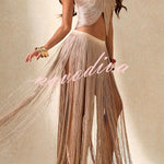 Aria Metallic Fringe Halter Top & Tassel Maxi Skirt Set