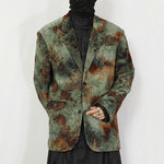 Floral Flocked Loose-fitting Blazer