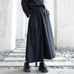Loose Black Long-sleeved Shirt and Skirt Two-piece Suit