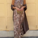 Riviera Unique Print Slit Tank Midi Dress and Satin Kimono Cover-up Two Pieces Set