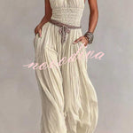 Bohemian Halter Neck Wide-Leg Jumpsuit