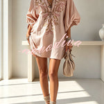 Gypsy Soul V-Neck Puff Sleeve Tunic Dress