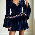 Vintage-Inspired Pearl Velvet Swing Dress