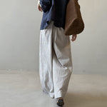 Striped Straight High Waist Loose Wide Leg Pants