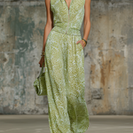 Retro Elegant Leopard Print Lapel Sleeveless Chiffon Top And Wide-leg Pants Set