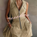 Luna Sleeveless Zip Cargo Dress