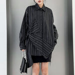 Striped Loose POLO Collar Shirt
