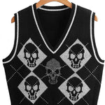 Halloween Skull Argyle Knit Sweater Vest