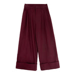 Cuffed Wide-leg Cotton High-rise Straight-leg Trousers