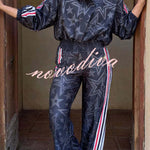 Rylee Colorblock Striped Star Print Zipper High Neck Pocket Sporty Jacket