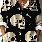 Halloween Shirt with Evil Spirit and Witch Hat Pattern