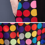 Loose Short Sleeves Multi-Colored Polka-Dot Split-Joint Round-Neck Midi Dresses