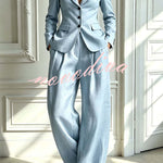Minimalist Chic Tailored Blazer & Pleated Pant Suit