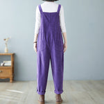 Solid Color Corduroy Harem Overalls