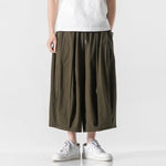 Cotton and Linen Wide Leg Bloomers Cropped Pants
