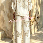 Flowy Butterfly Pattern Two-Piece Set