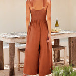 Zeagoo Women's Casual Sleeveless Hollows High Waist Bodysuit Spaghetti Strap Loose Jumpsuit Overalls