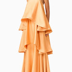 Soft and Smooth Satin Tiered Slip Square Neck A-line Maxi Dress