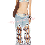 Belma Denim Handmade Embroidered Floral Crochet Detail Tassel Hem Pocket Jeans