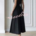 Solid Color Halter Neck Bow Tie Elegant Waist-cinching Midi Dress