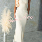 Fashionable Mesh Sleeveless One-shoulder Waist-revealing Maxi Dress