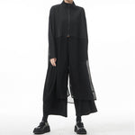 Patchwork Mesh Zipper Jacket Cardigan
