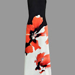 Skinny Sleeveless Flower Print Round-Neck Maxi Dresses