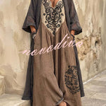 Boho Embroidered Maxi Dress & Cardigan Two-Piece Set