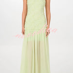Stylish Three-dimensional Floral Chiffon Patchwork Strapless Elegant Maxi Dress