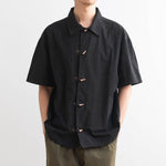 Cotton Japanese Retro Wooden Horn Button Shirt