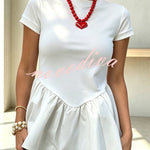 Playful and Cute Short Sleeve Ruffle Hem Stretchy T-shirt Top