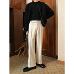 Retro Mid-waist Casual Straight-leg Loose Suit Pants