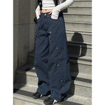 Vintage Rivet Stitching Denim Loose Straight Wide-leg Pants