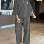Phoebe Collins | Linen Tunic & Wide Leg Palazzo Pants Set For Women
