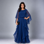 Annabel | Cape-Sleeve Top & Ruffled Skirt Set