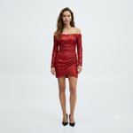 Ava Pemberton | Red Sequin Off-Shoulder Mini Dress For Women
