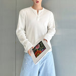 Cotton Half-open Collar Three-button Bottoming Shirt