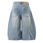 Retro Loose Scimitar Denim Cropped Trousers