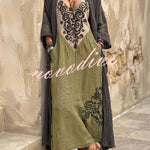 Boho Embroidered Maxi Dress & Cardigan Two-Piece Set
