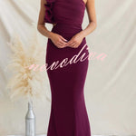 Fashionable Mesh Sleeveless One-shoulder Waist-revealing Maxi Dress