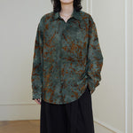 Polo Collar Suede Print Shirt