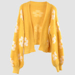 Zeagoo Women's Cute Daisy Knit Cardigan Long Sleeve Casual Flower Open Front Sweater Tops
