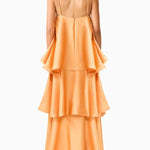 Soft and Smooth Satin Tiered Slip Square Neck A-line Maxi Dress
