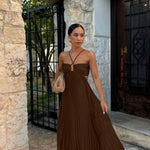 Lily Crompton | Pleated Halter Maxi Dress For Women
