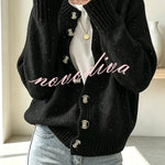Atmospheric Mixed Color Knit Colorful Dots Button Up Long Sleeve Cardigan