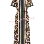 Bohemian Style Leopard Print Linen Shirt Dress