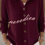 Casual Stylish Knit Solid Color Shirt Neck Button Up Long Sleeve Cardigan