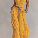 Bohemian Halter Neck Wide-Leg Jumpsuit