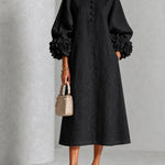 IVY™ | Floral Midi Dress with Rose-Cuff Sleeves