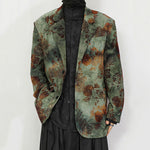 Floral Flocked Loose-fitting Blazer